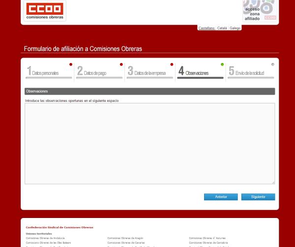 Cómo afiliarse a Comisiones Obreras - Paso 5