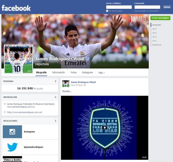 Cómo contactar con James Rodríguez - Contactar con James Rodríguez en Facebook 