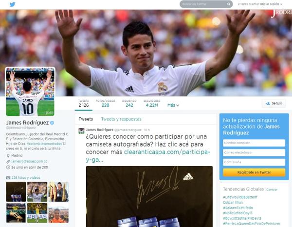Cómo contactar con James Rodríguez - Contactar con James Rodríguez en Twitter 