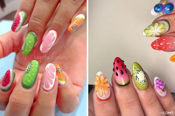Uñas de frutas: ideas de diseños para lucir las fruity nails - Uñas con mix de frutas