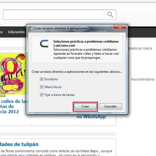 Cómo crear un acceso directo a una página web en mi escritorio - Paso 3