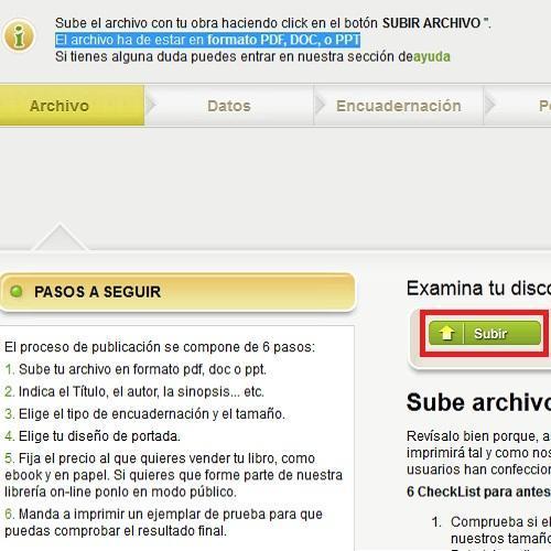 Cómo publicar mi libro gratis online con Bubok - Paso 3