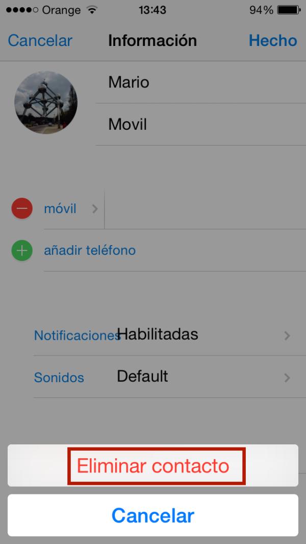 Cómo eliminar un contacto de Telegram  - Paso 5