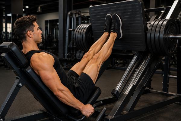 Tipos de prensa en el gym: guía completa para piernas y glúteos - Prensa de piernas con pies estrechos para definición muscular