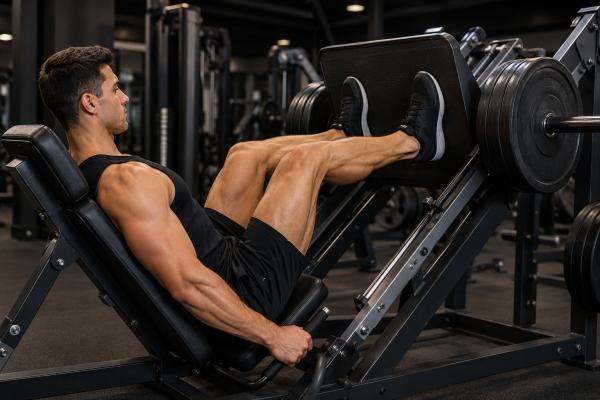 Tipos de prensa en el gym: guía completa para piernas y glúteos - Prensa de piernas tradicional con enfoque en cuádriceps