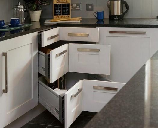 Ingeniosos muebles para ahorrar espacio - Cajones esquineros desplegables