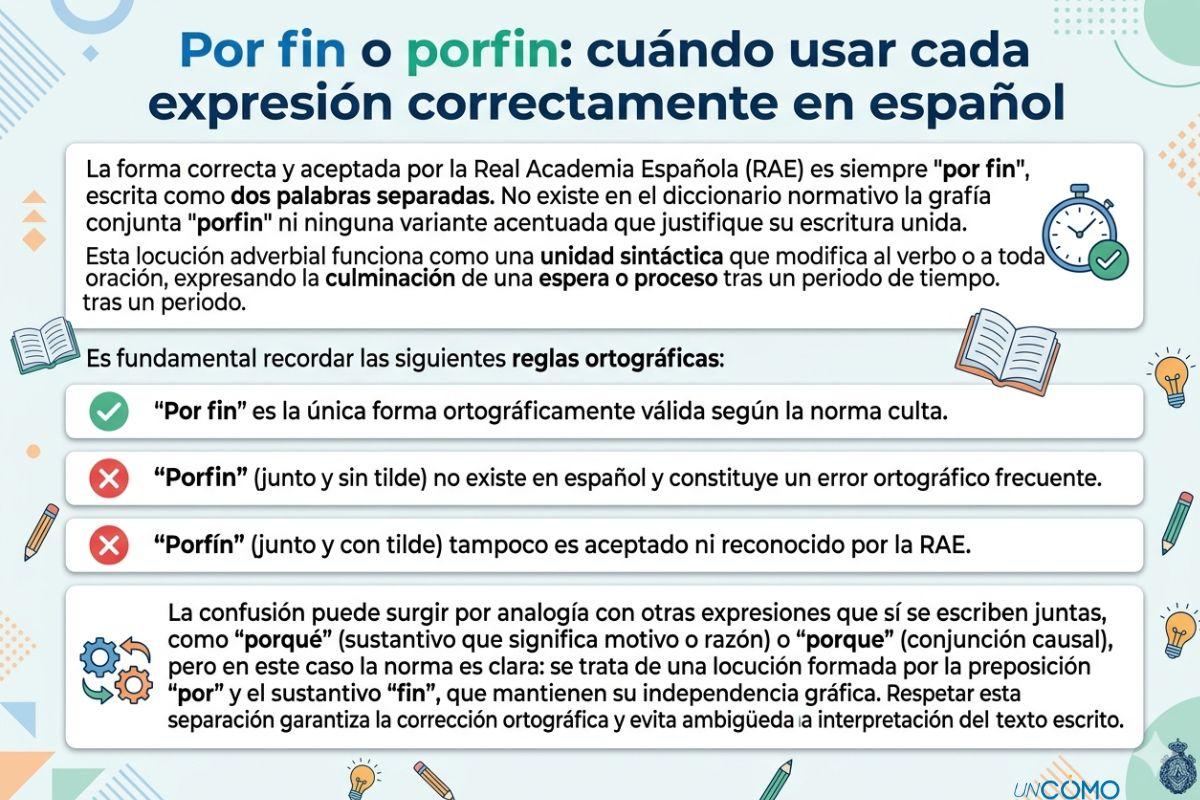 Por fin o porfin: cuándo usar cada expresión correctamente en español