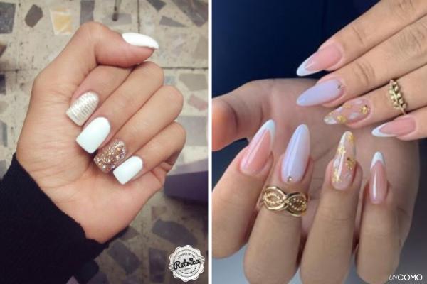 Uñas de Fin de Año: diseños para Nochevieja que te harán lucir espectacular - Uñas blancas con detalles dorados