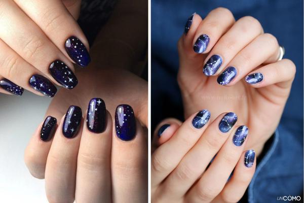 Uñas de Fin de Año: diseños para Nochevieja que te harán lucir espectacular - Uñas con estrellas y constelaciones