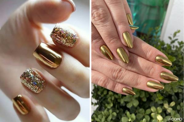 Uñas de Fin de Año: diseños para Nochevieja que te harán lucir espectacular - Uñas doradas espejo