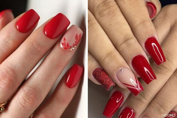 Uñas de Fin de Año: diseños para Nochevieja que te harán lucir espectacular - Uñas rojas con acabado metalizado