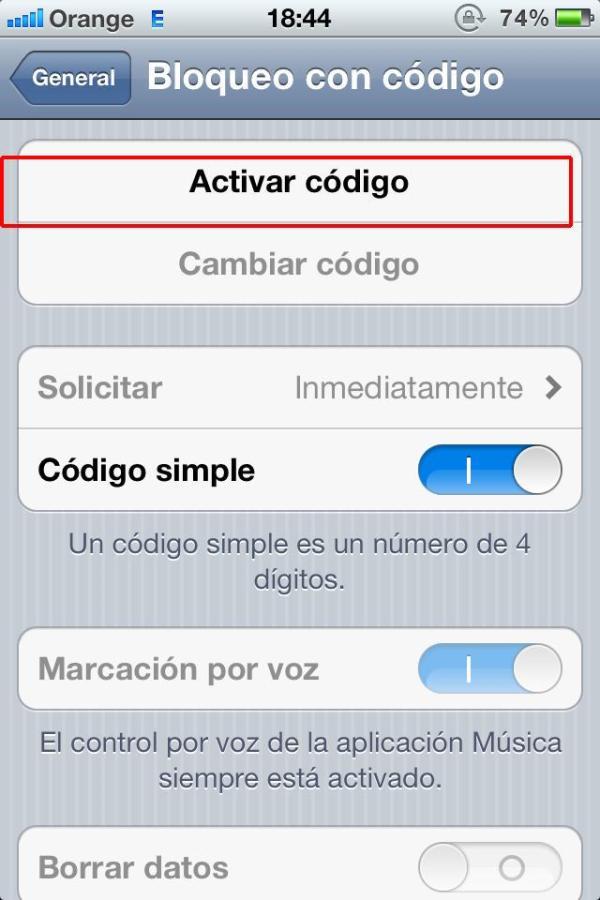 Cómo bloquear mi iPhone con un código de seguridad - Paso 2