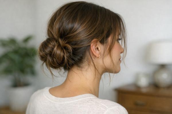 Las mejores ideas de peinados sencillos para hacer en casa - Moño bajo desenfadado