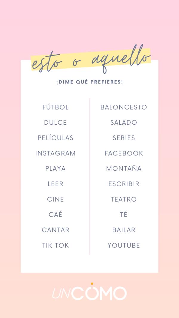 20 cadenas para Instagram - Esto o aquello