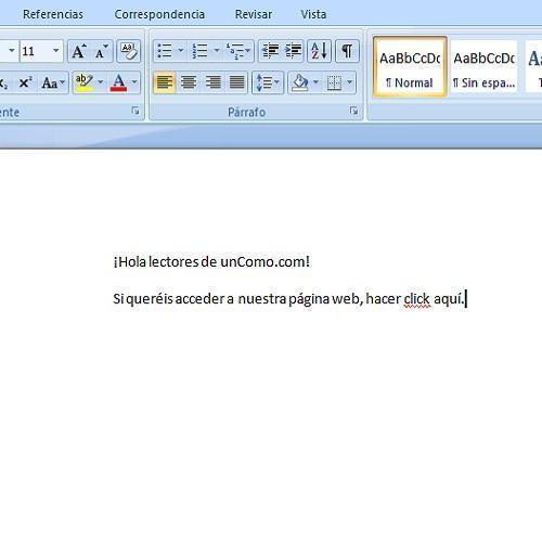 Cómo insertar un enlace en Microsoft Word - Paso 1
