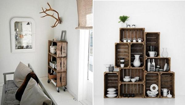 Ideas para decorar con cajas de fruta - Grandes muebles con cajas de frutas 