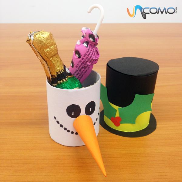 Manualidades para Navidad: dulcero de muñeco de nieve