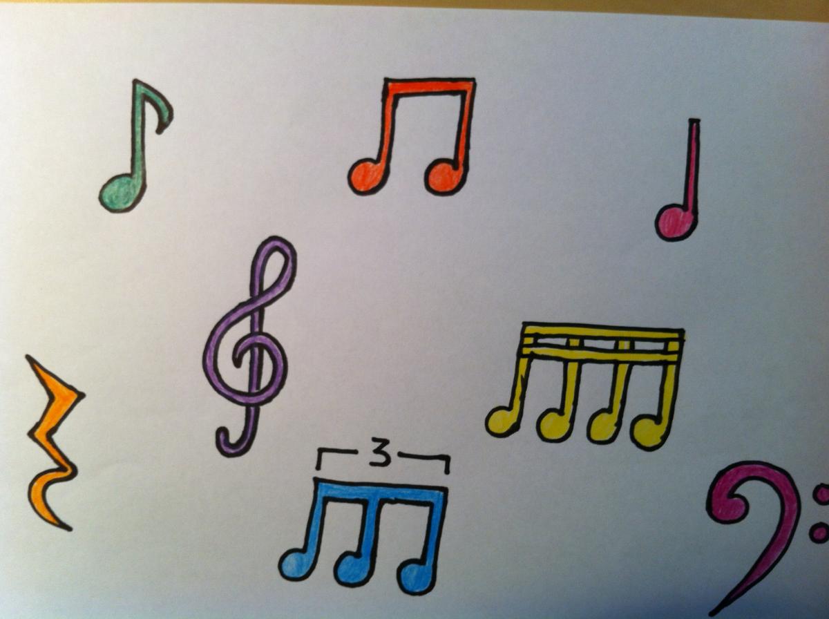 Notas musicales de colores