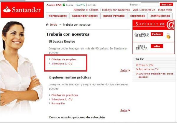 Cómo conseguir trabajo en el Banco Santander - Paso 3