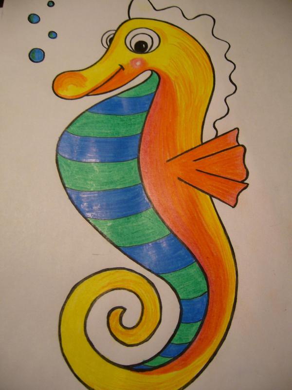 Cómo dibujar un caballito de mar - Paso 9