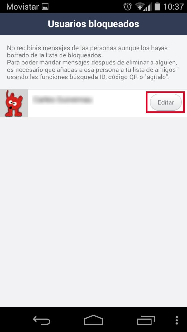 Cómo desbloquear a alguien en LINE - Paso 5