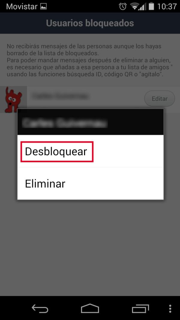 Cómo desbloquear a alguien en LINE - Paso 6