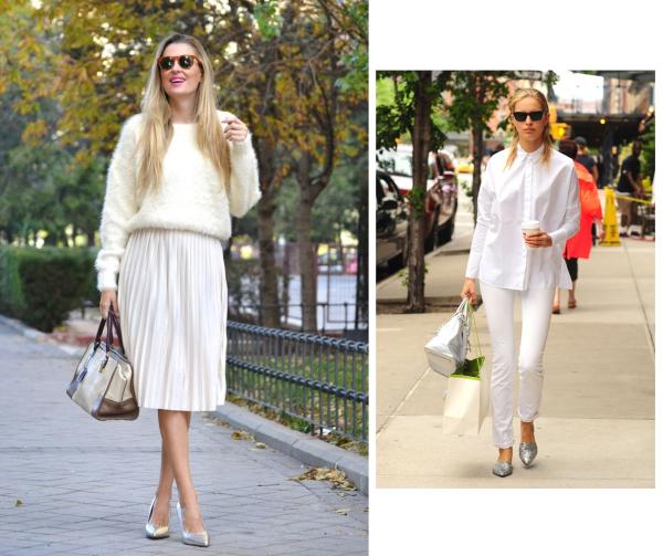 Cómo combinar unos zapatos plateados - Con prendas blancas