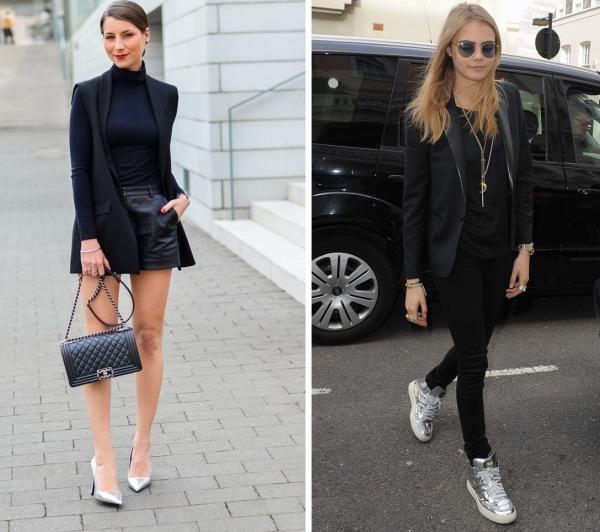 Cómo combinar unos zapatos plateados - Con un total look black