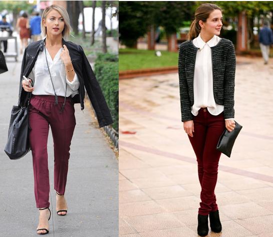 Cómo combinar una blusa blanca - Blusa blanca y pantalones de colores