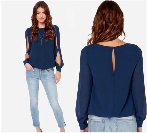 Blusa azul marino mujer clearance