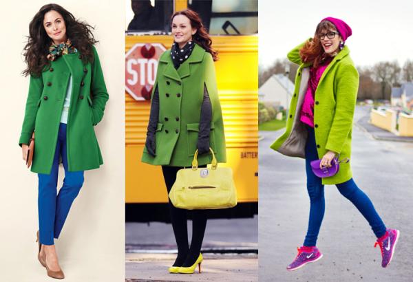 Cómo combinar un abrigo verde - Abrigo verde con colores llamativos