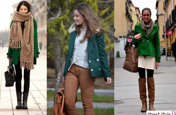 Cómo combinar un abrigo verde - Abrigo verde con marrones