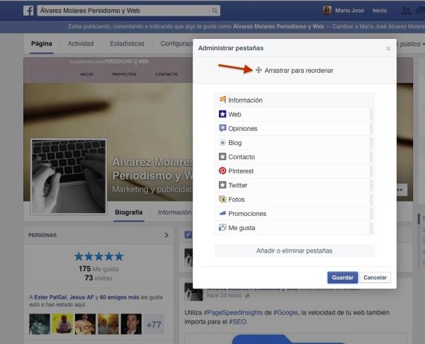 Cómo administrar las pestañas de una página en Facebook - Paso 2