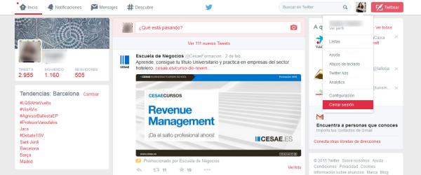 Cómo cerrar sesión en Twitter - Paso 1