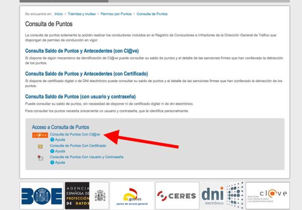 Cómo saber mis puntos del carné con el sistema Clave - Paso 2
