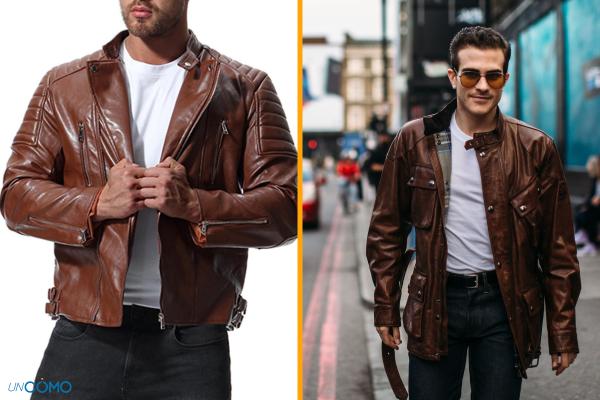 Cazadora de piel marron hombre shop