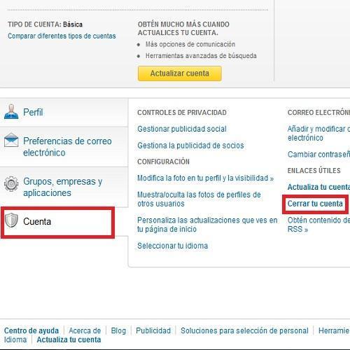 Cómo eliminar mi cuenta de LinkedIn - Paso 3