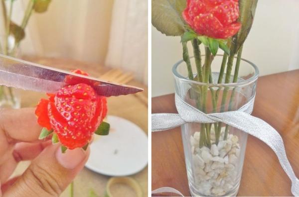 Cómo hacer una flor con fresas - Paso 5