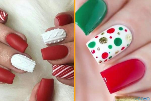 Diseños de uñas para Navidad elegantes - Cada uña de un color navideño