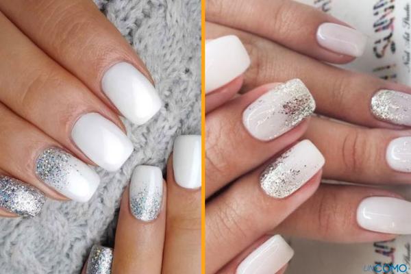 Diseños de uñas para Navidad elegantes - Manicura blanca para la Navidad