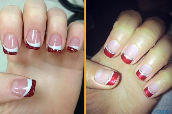 Diseños de uñas para Navidad elegantes - Manicura francesa navideña