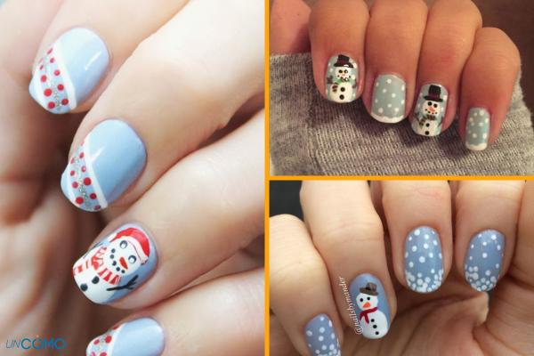 Diseños de uñas para Navidad elegantes - Muñeco de nieve en las uñas