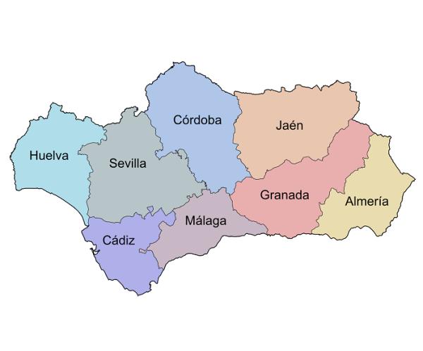 Lista de provincias de España - Provincias de Andalucía