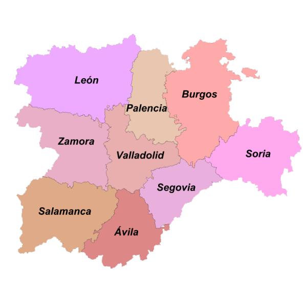 Lista de provincias de España - Provincias de Castilla-León