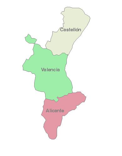 Lista de provincias de España - Provincias de la Comunidad Valenciana