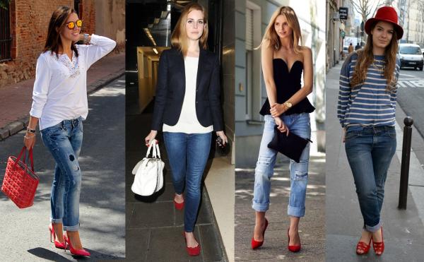 Cómo combinar unos zapatos rojos - Zapatos rojos con jeans