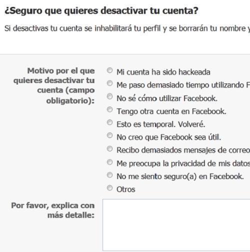 Cómo desactivar mi cuenta de Facebook