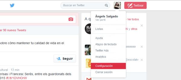 Cómo cambiar el nombre de usuario en Twitter sin perder los followers - Paso 1