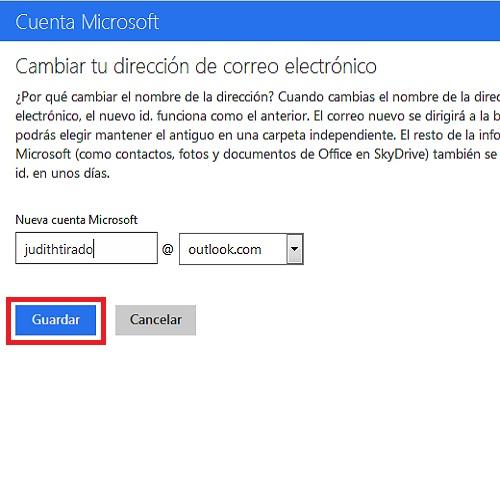 Cómo cambiar mi dirección de correo electrónico de Hotmail a Outlook - Paso 4