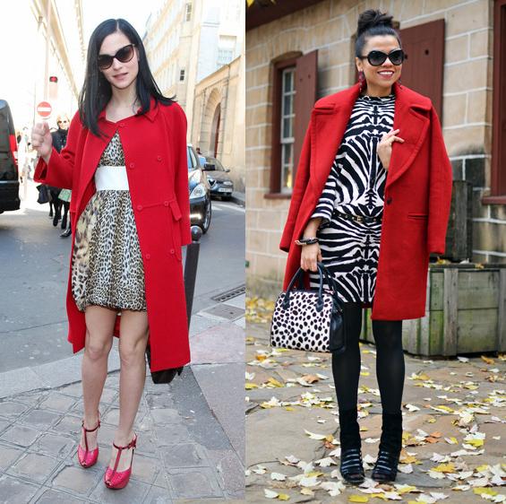 Cómo combinar un abrigo rojo - Abrigo rojo y animal print